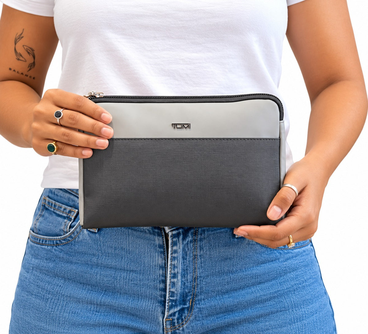 Tumi Charcoal & Heather Grey Amenity Pouch