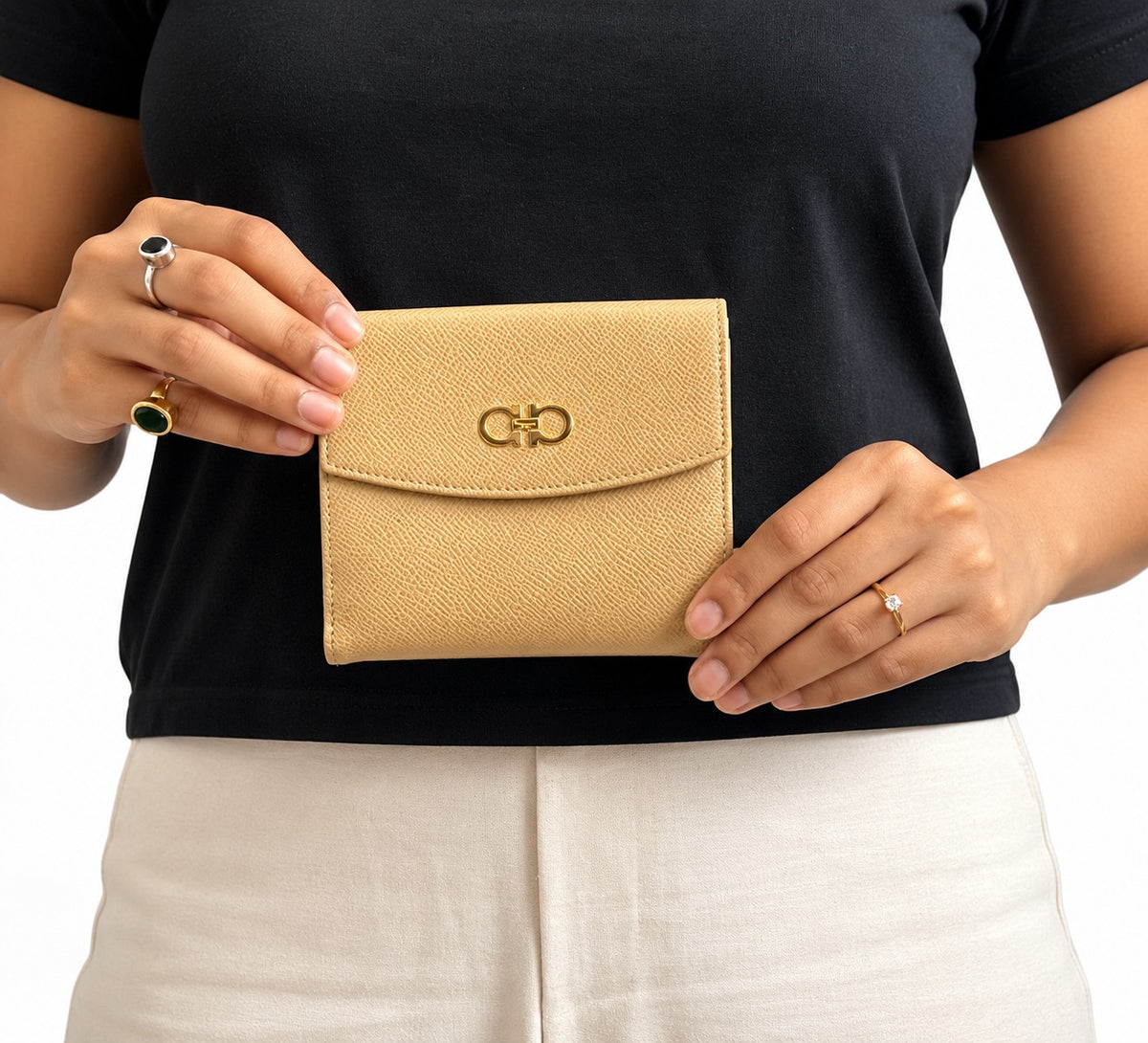 Salvatore Ferragamo Gancini Compact French Wallet