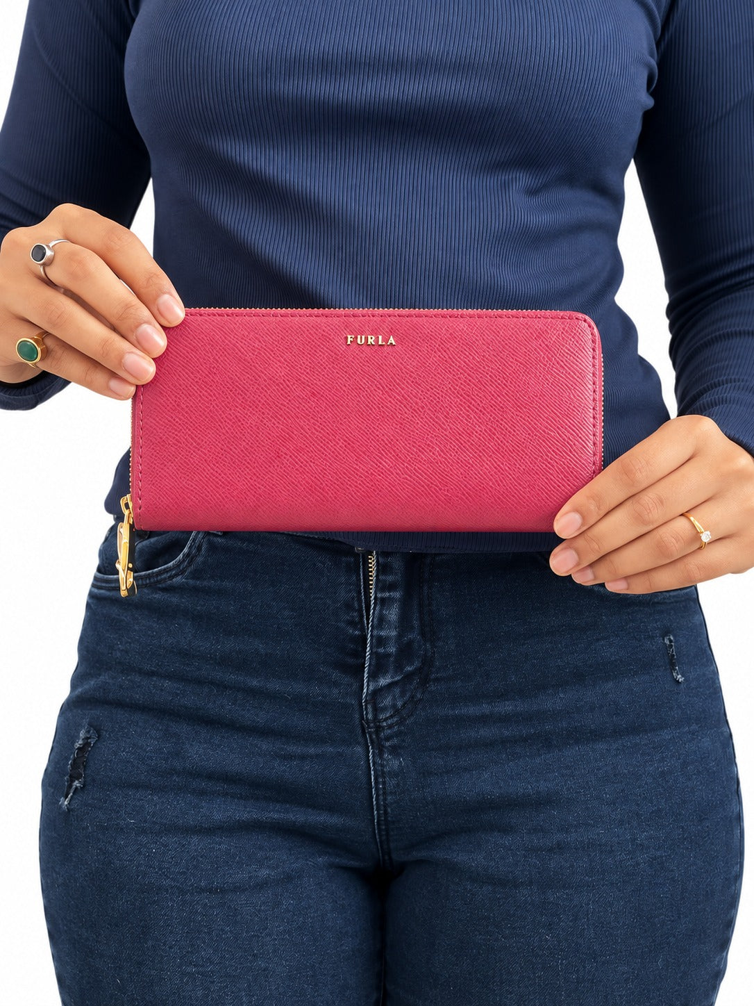 Furla   Cherry Red Babylon Zip Around Wallet
