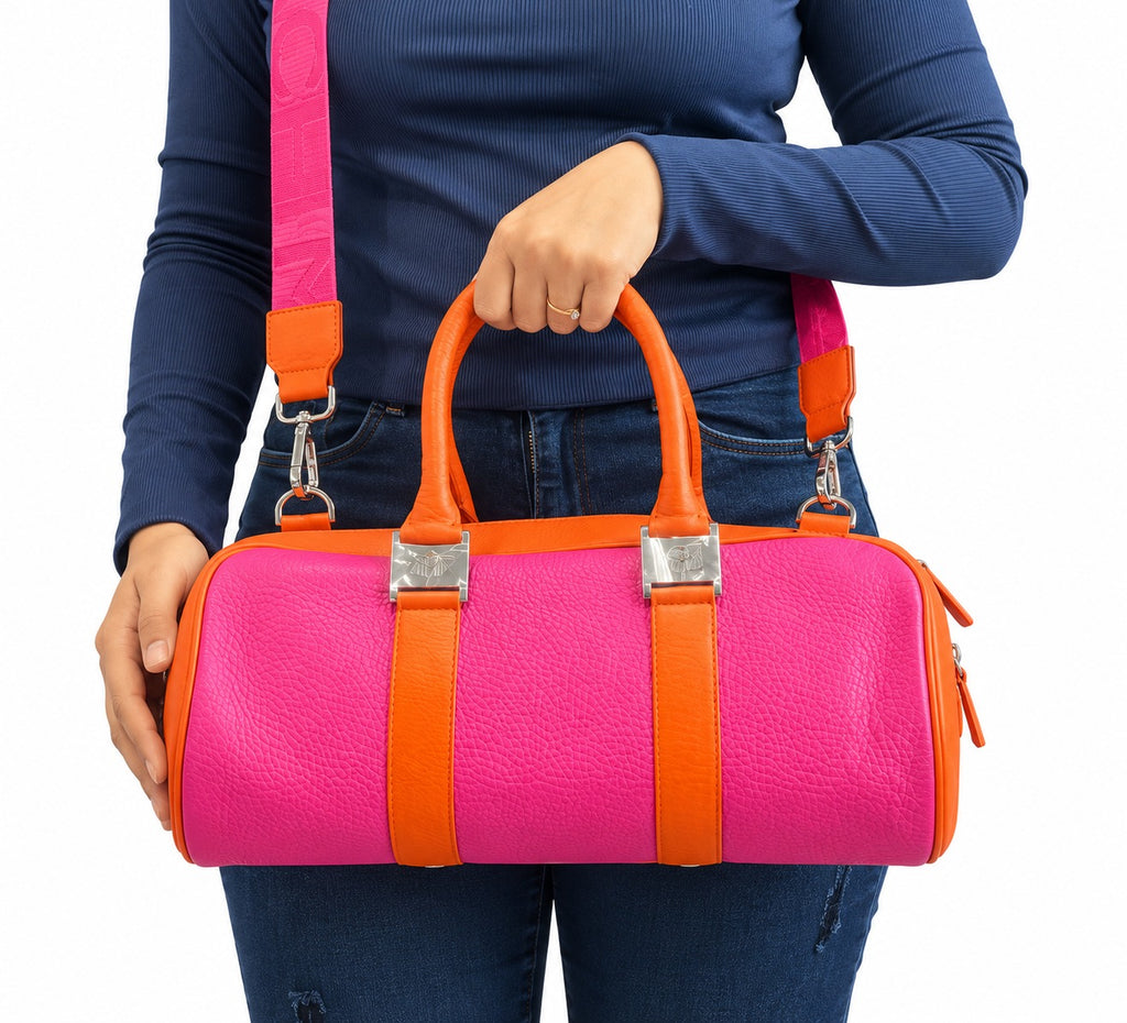 Colour-Blocked Barrel Bag