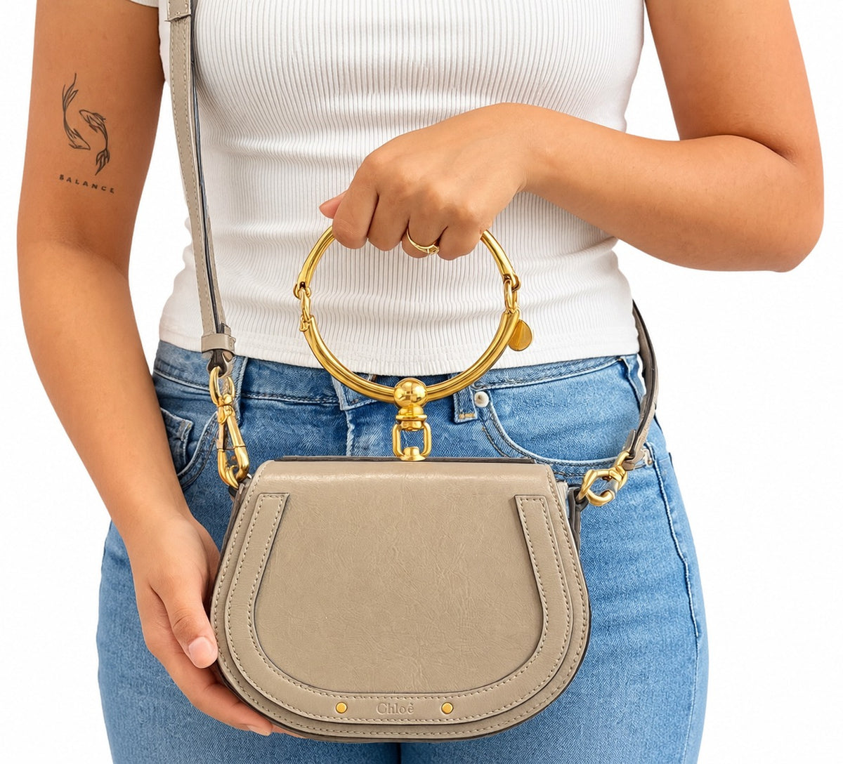 Chloe  Motty Grey Nile Small Bracelet Bag