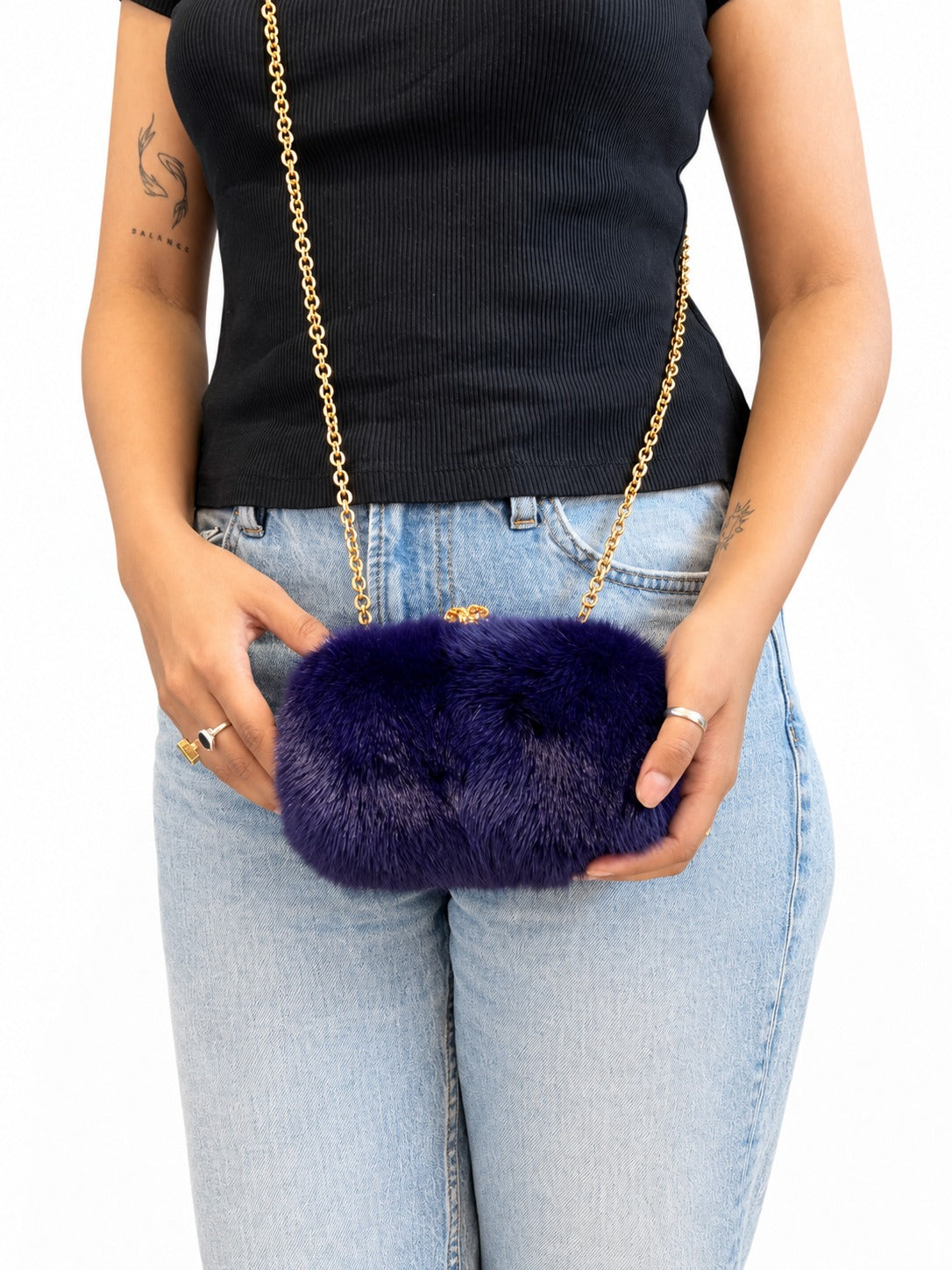 Alexander Mcqueen  Mink Fur Skull-Clasp Clutch