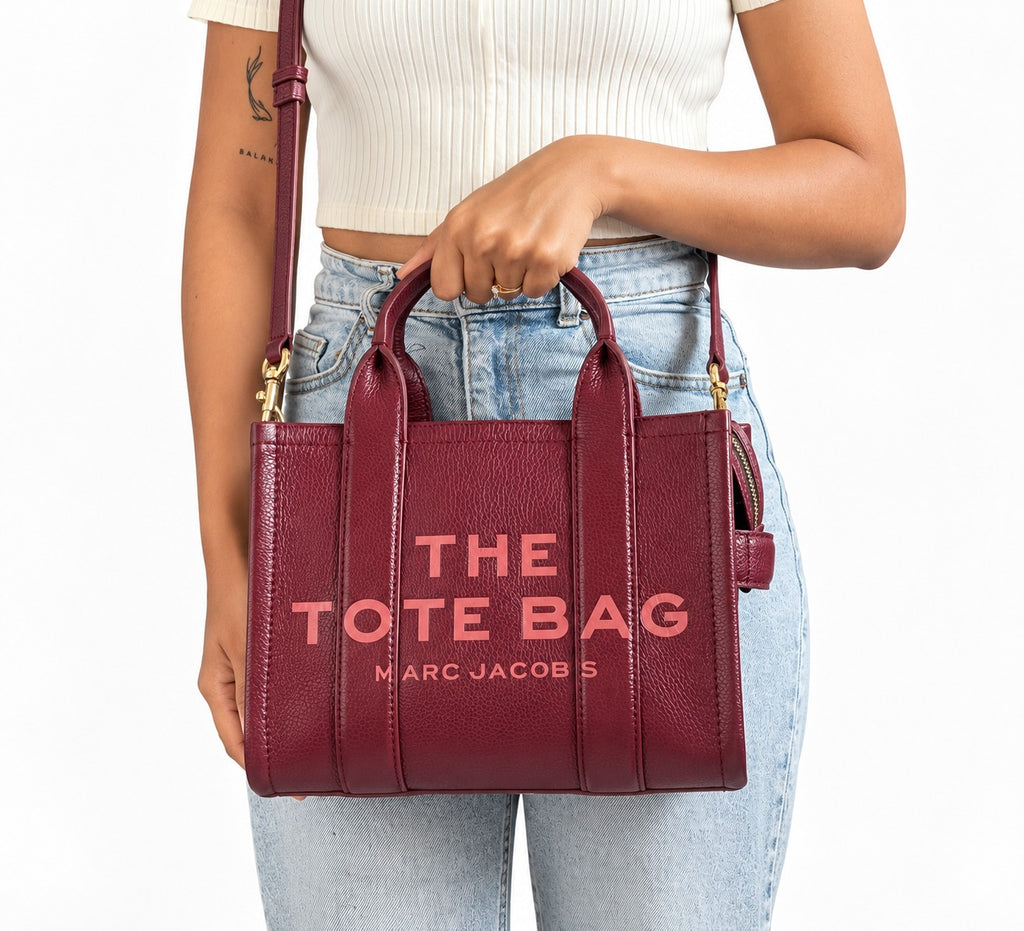 Cherry Leather Small Tote Bag