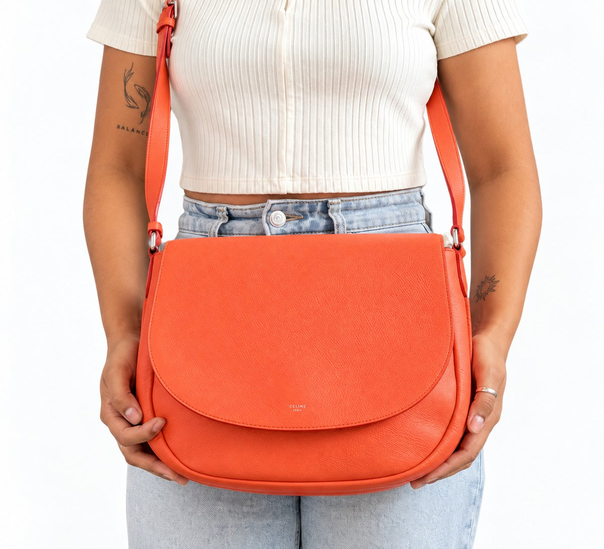 Celine  Orange Trotteur Messenger Bag