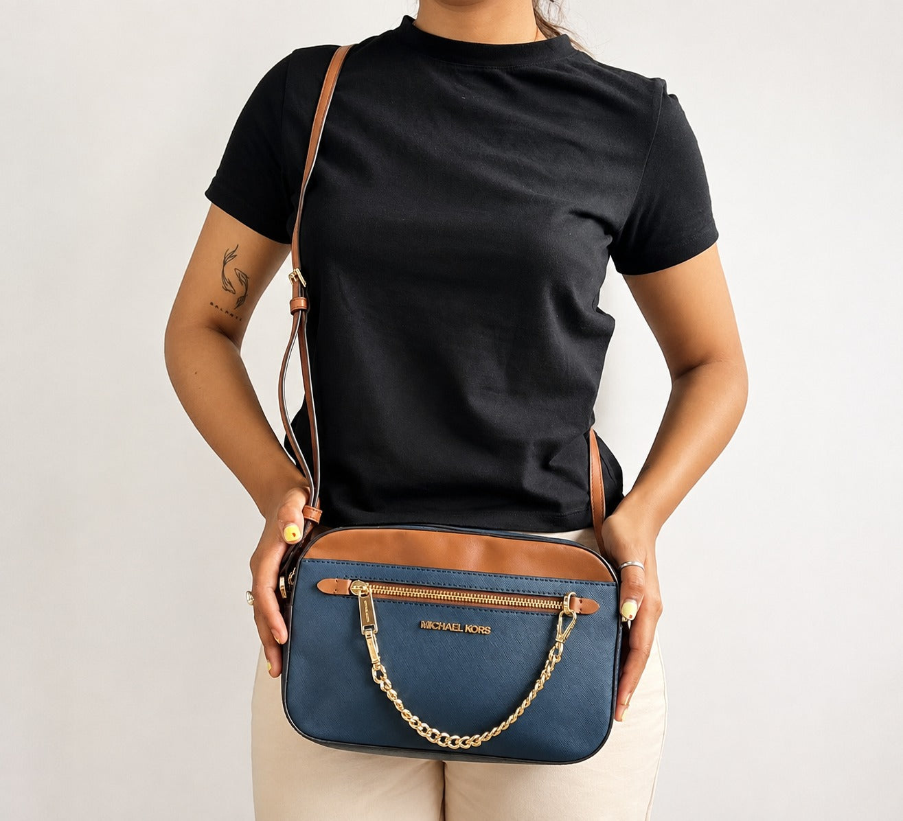 Jet Set Saffiano Leather Chain Crossbody Bag