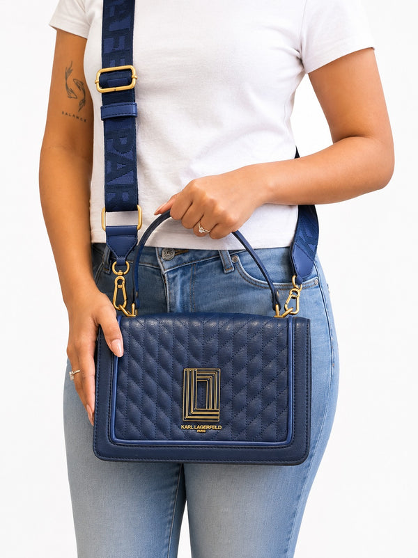Midnight Navy Simone Quilted Leather Crossbody Bag