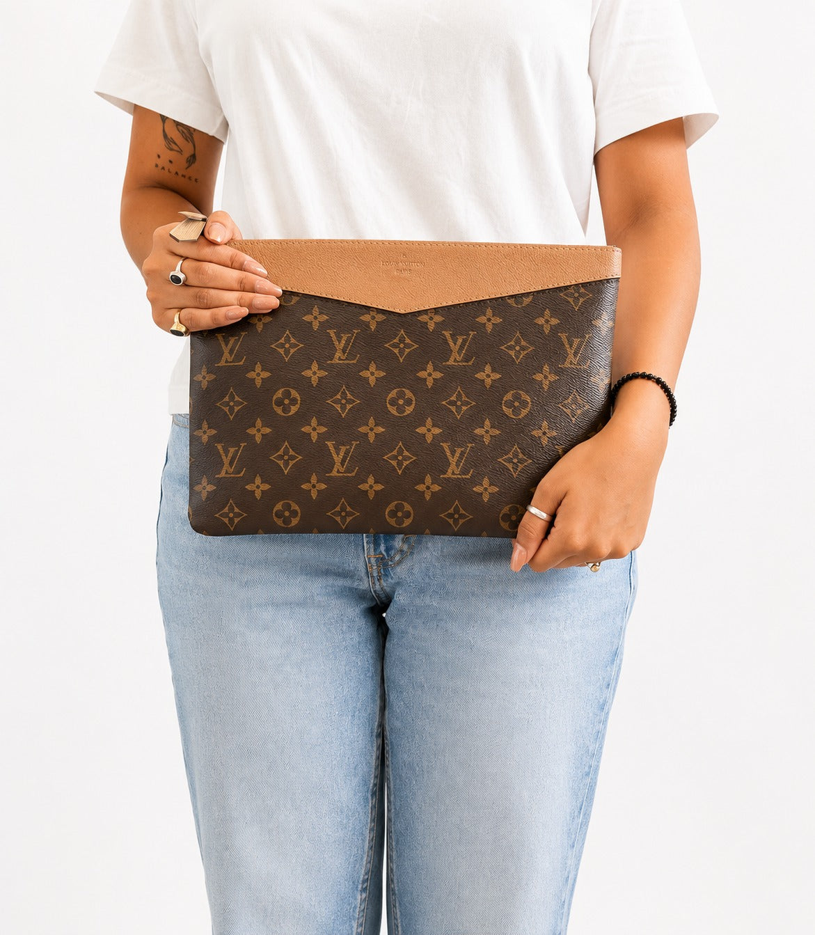Camel Hue Monogram Canvas Daily Pouch