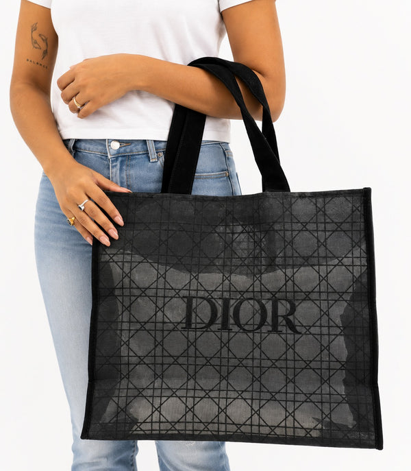 Beauty Black Mesh Tote Bag