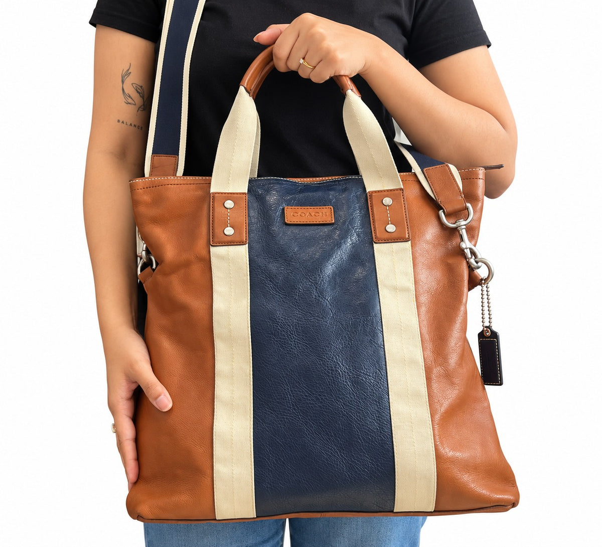 Coach Bleecker Legacy Colorblock Striped Weekend Tote