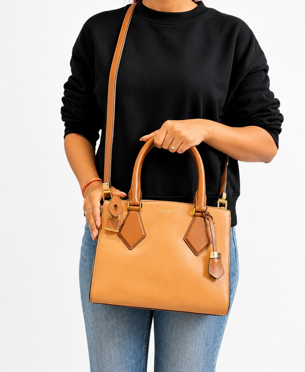 Smooth Peanut Casey Small Leather Satchel