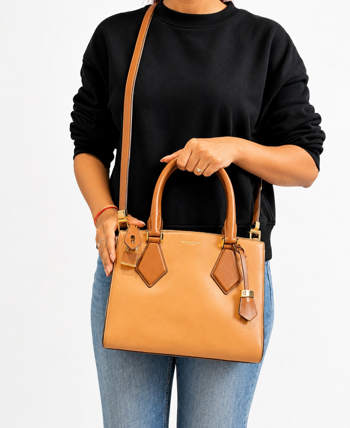 Smooth Peanut Casey Small Leather Satchel