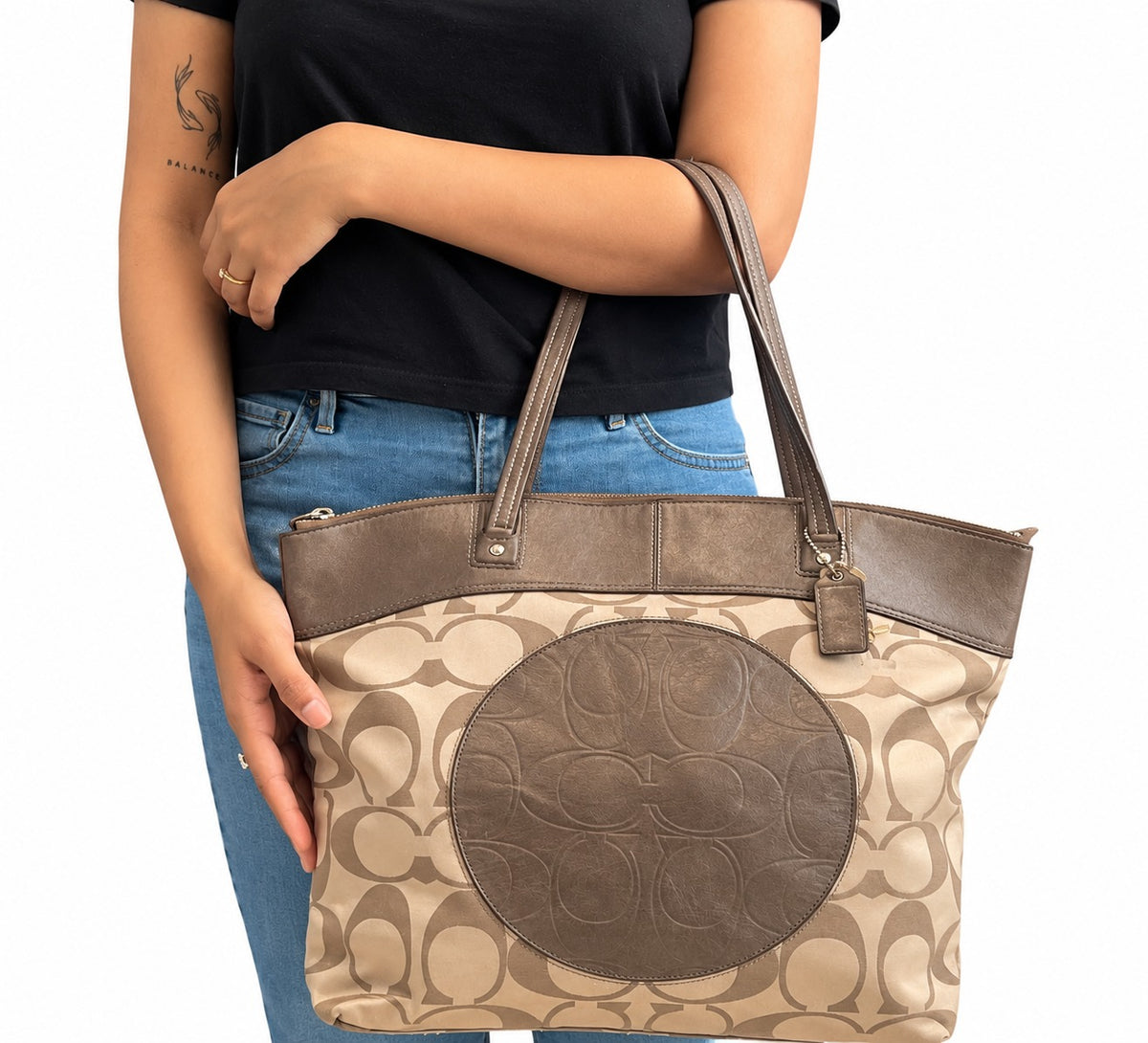 Coach Laura Signature Large Logo Tote Bag