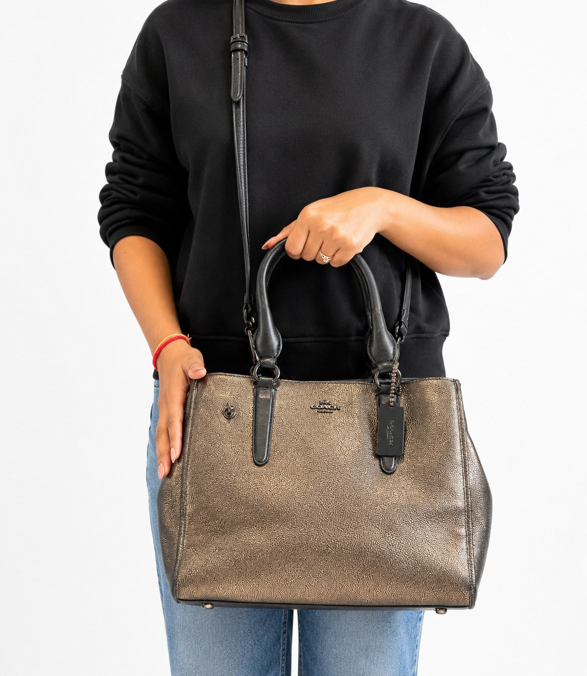 Coach Crosby Metallic Leather Carryall Bag