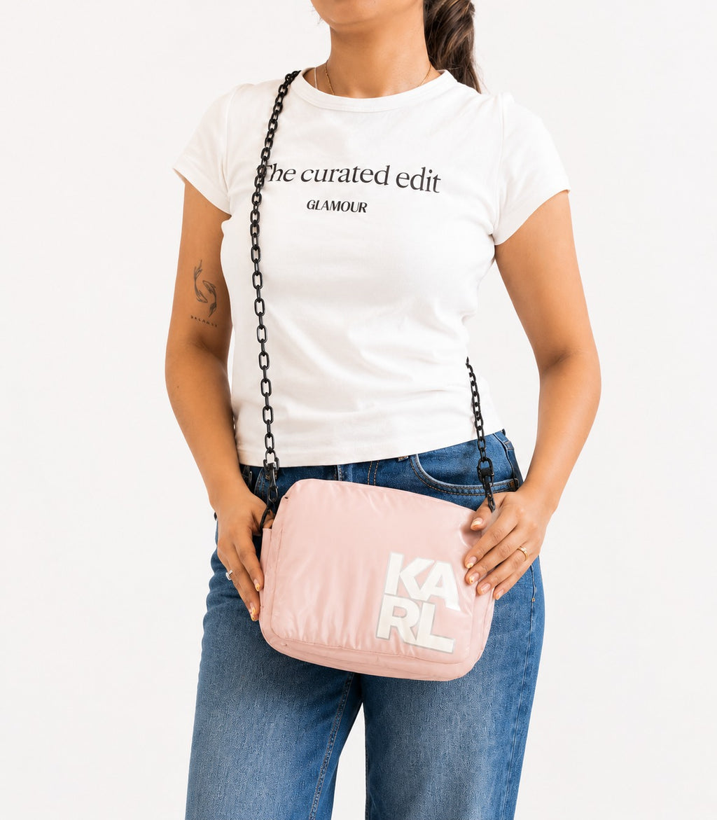 Pastel Jeans K/Letters Padded Flap Shoulder Bag