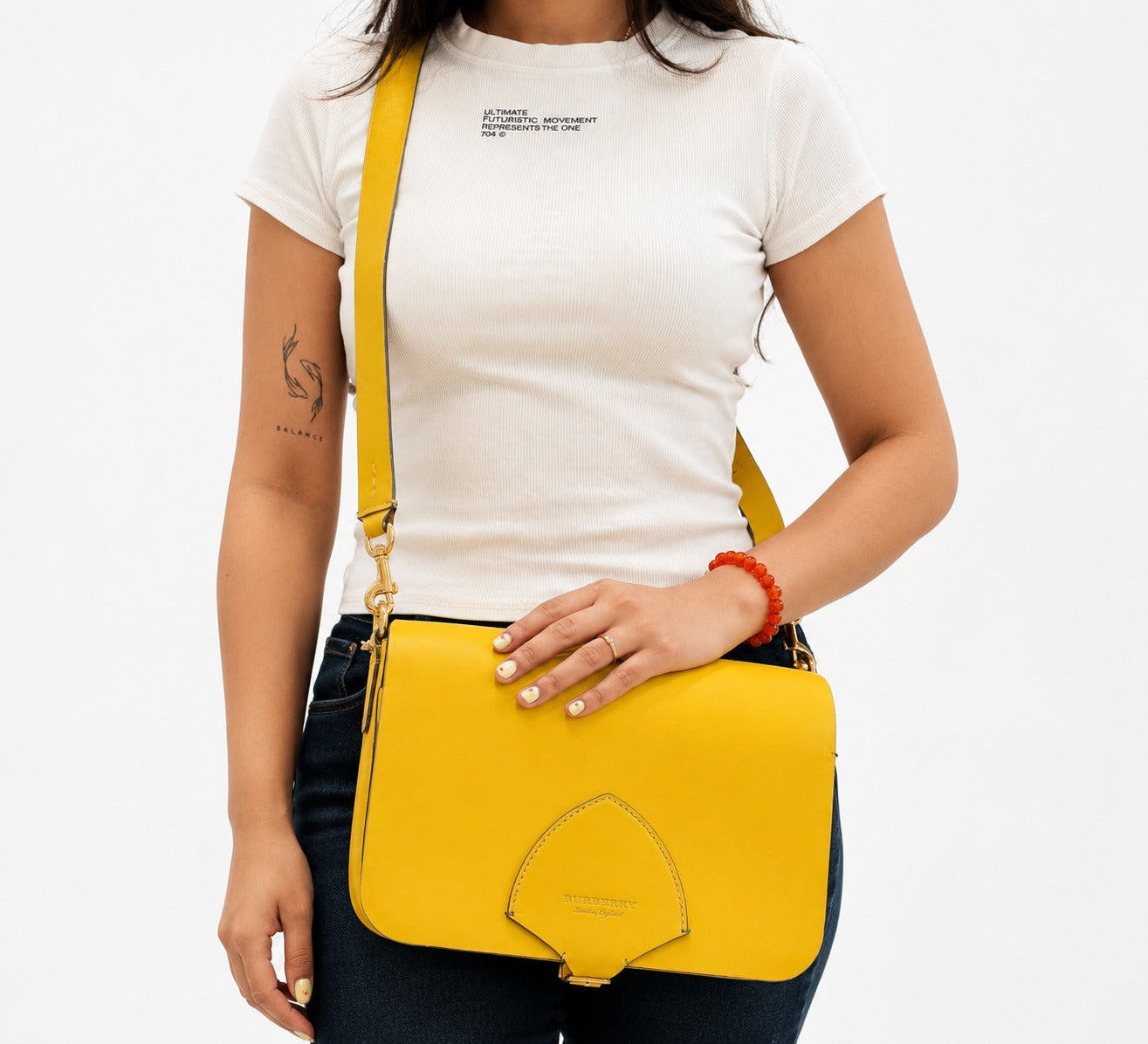Lemon Yellow Leather Bridle Square Satchel