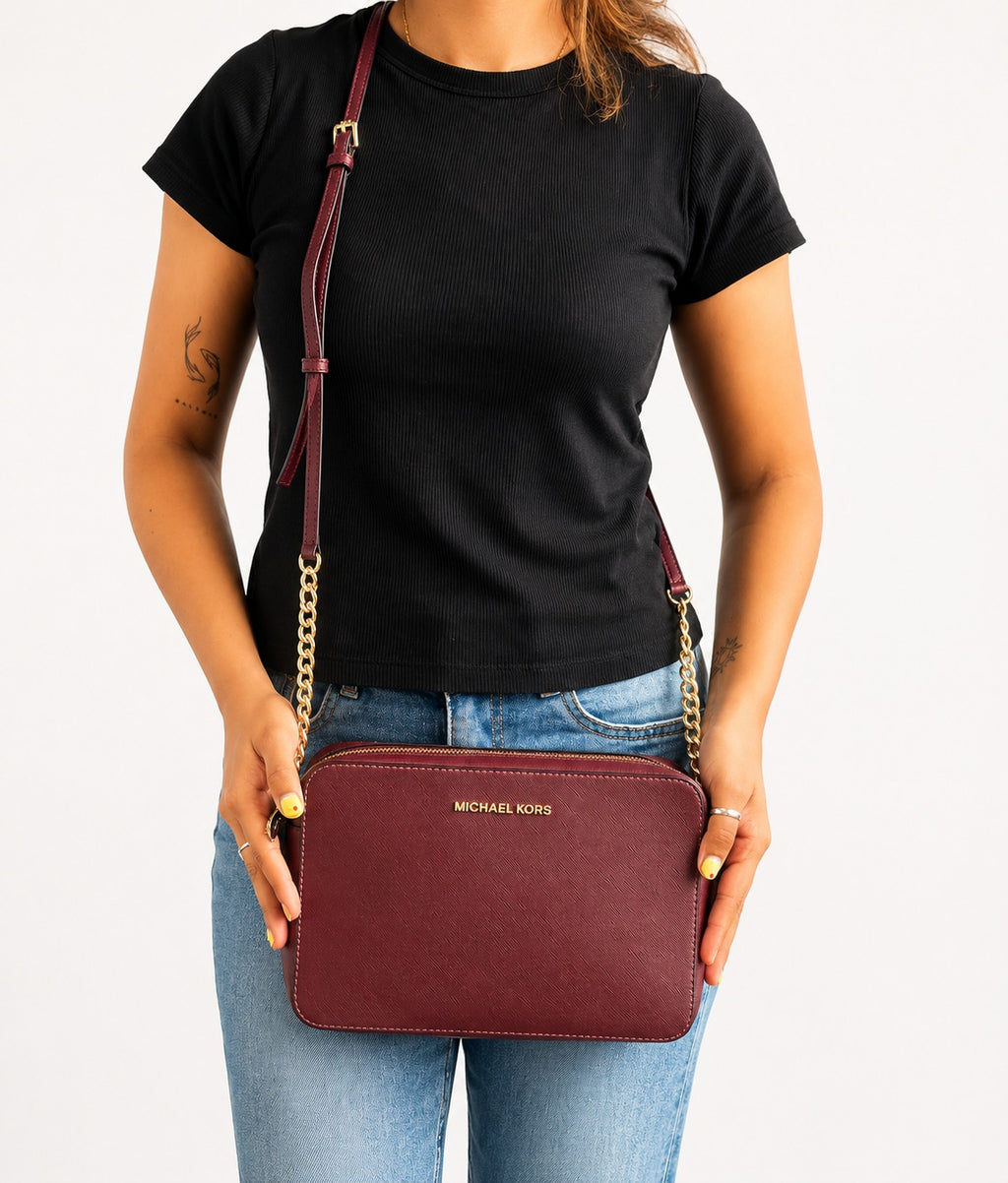 Burgundy Jet Set Crossbody Bag