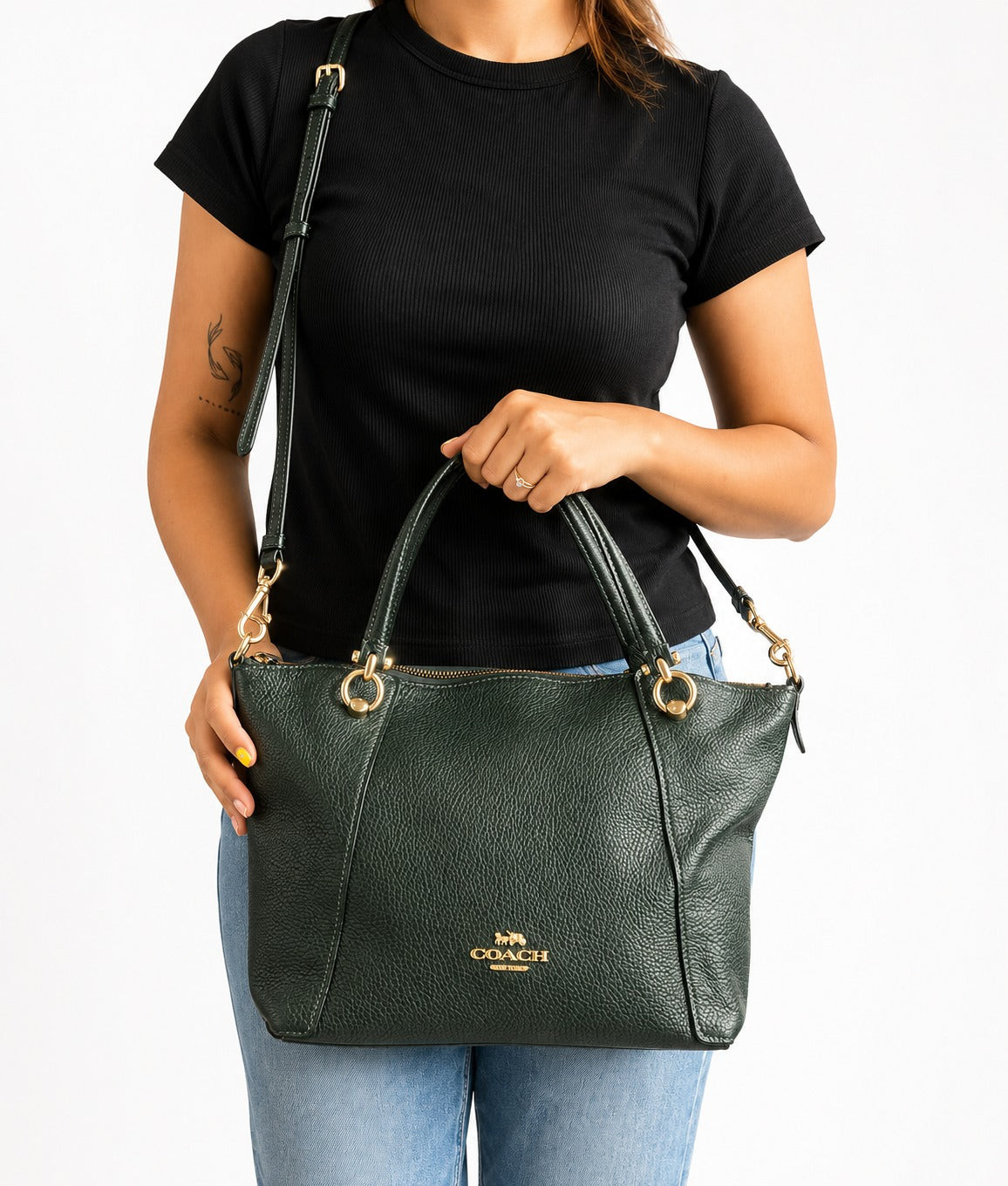 Rich Green Pebble Leather Kacey Satchel