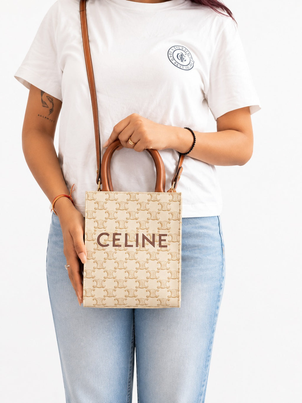 Triomphe Canvas Mini Vertical Cabas Bag