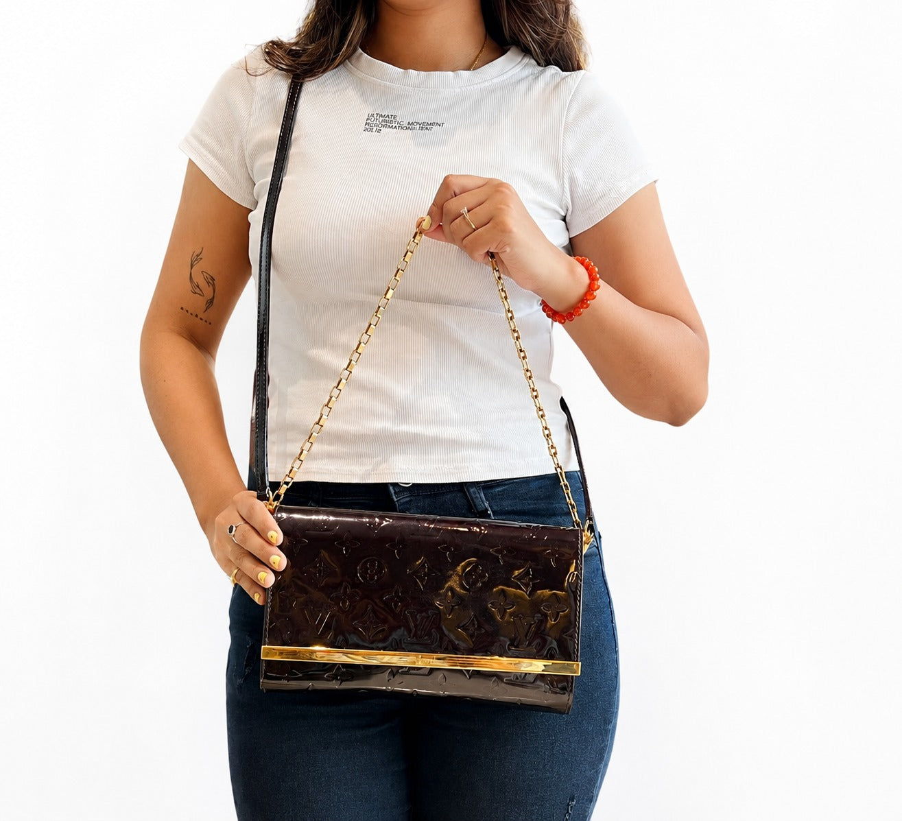 Amarante Monogram Vernis Ana Clutch