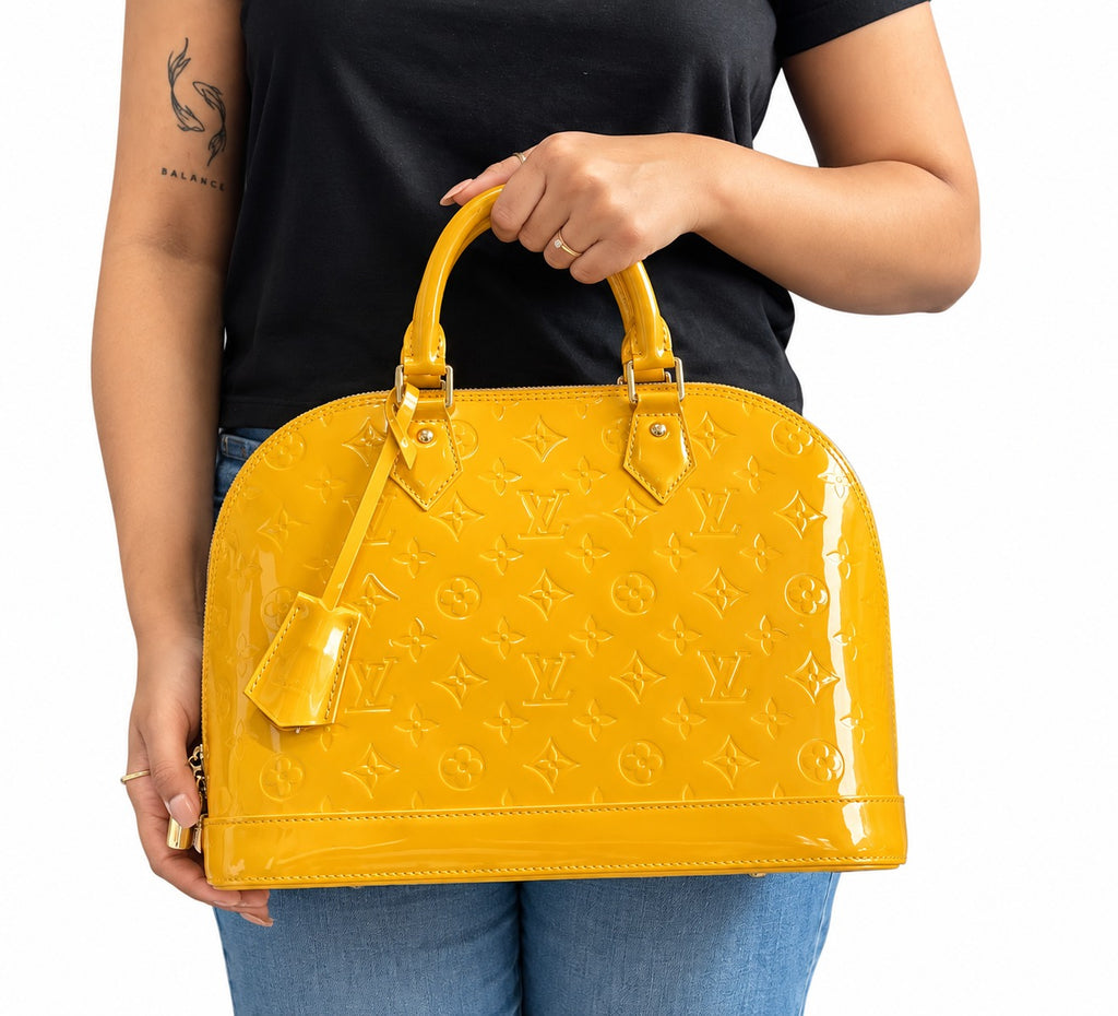 Giallo Monogram Vernis Alma PM Bag