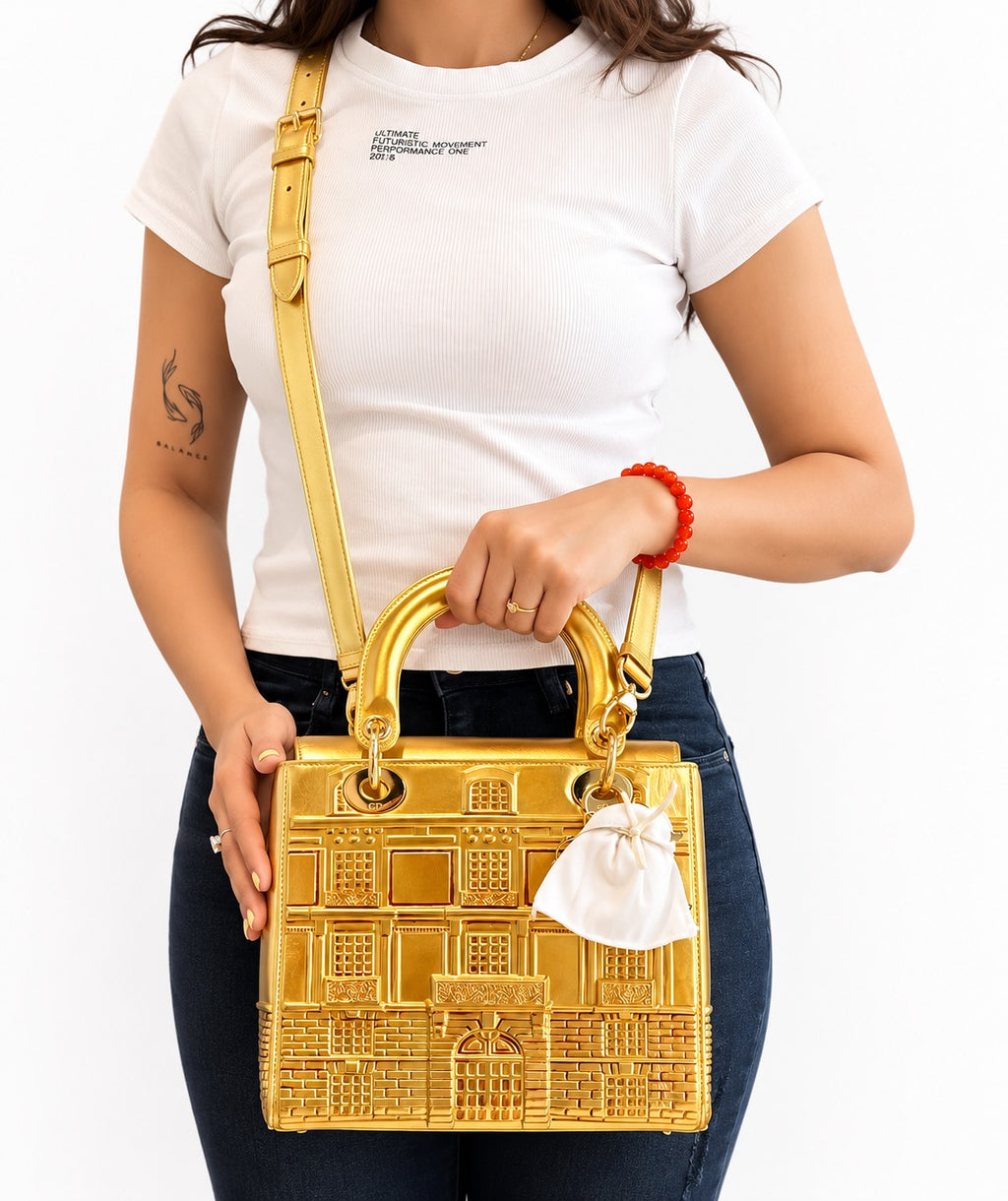 Gold Lady Dior Art Limited Edition Penny Slinger Bag