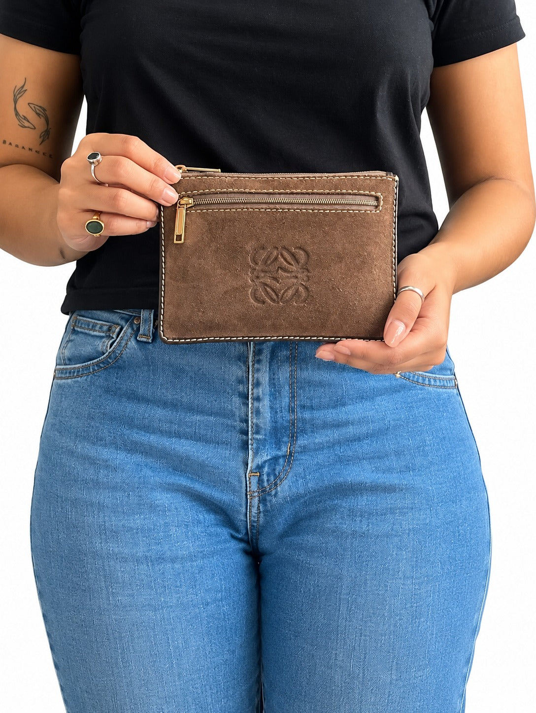 Loewe Suede Anagram Flat Pouch