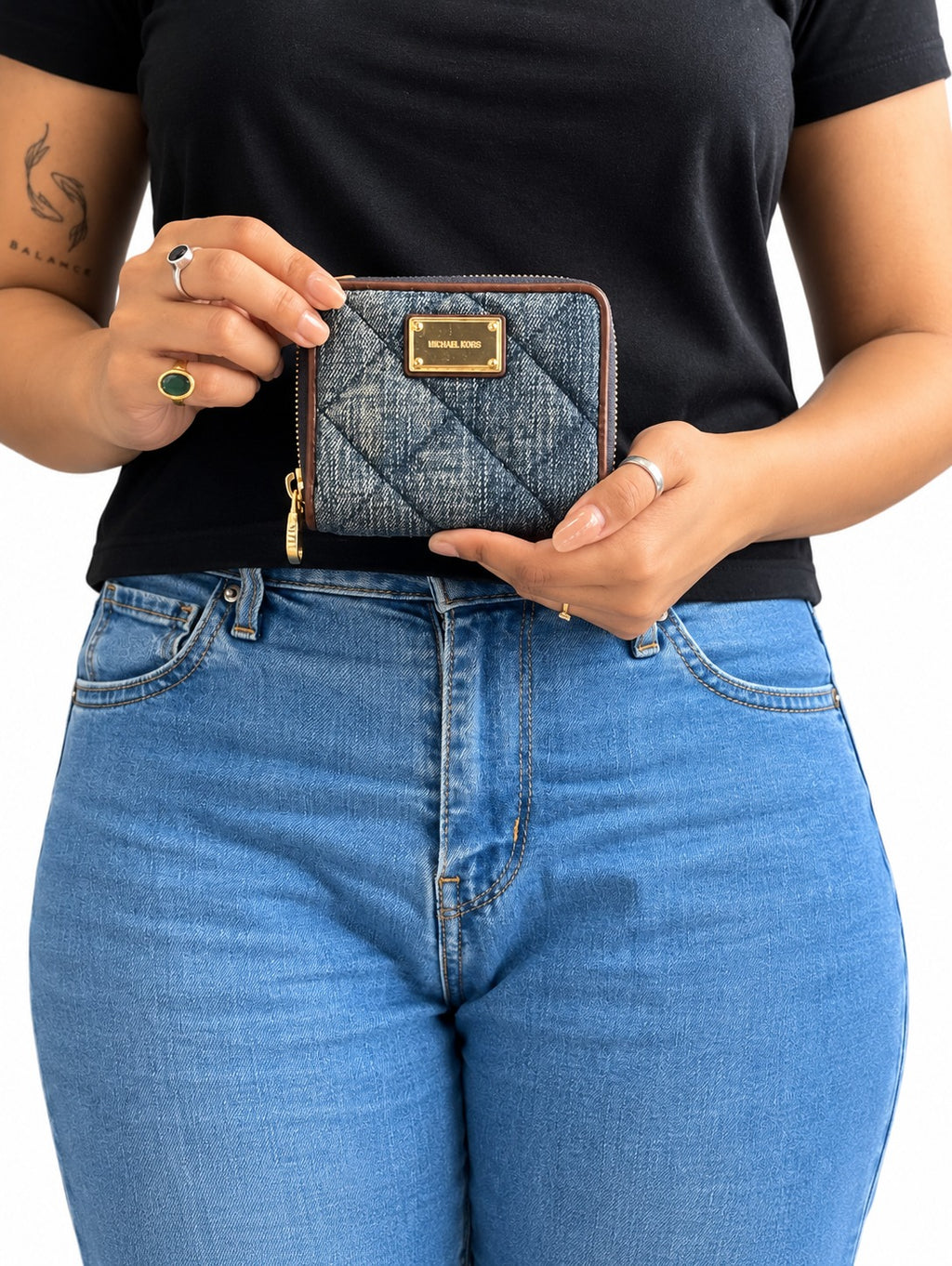 Jet Set Small Quilted Denim Zip-Around Wallet