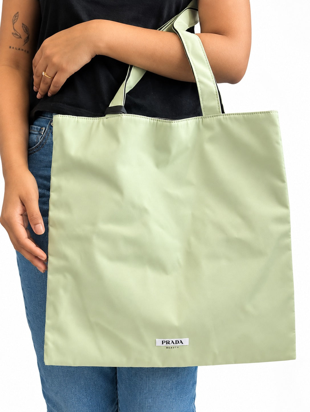 Prada  Reversible Nylon Tote Bag With Removable Pouch