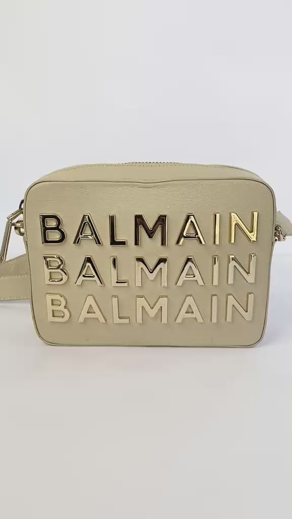 Cream Gold-Tone Logo Crossbody Bag