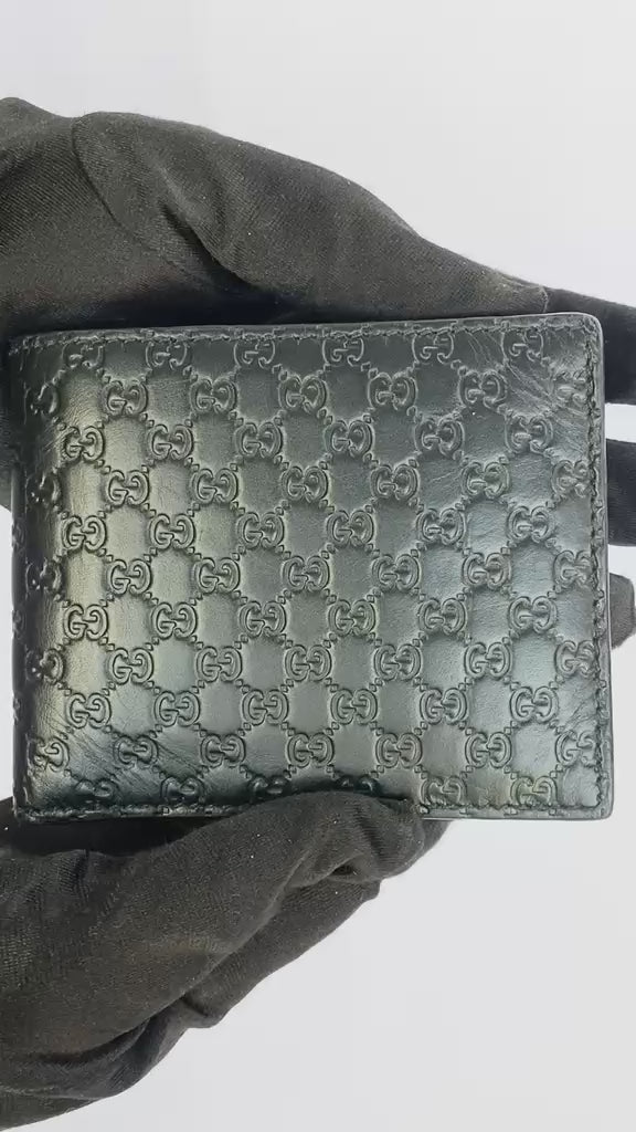 Black Micro Guccissima GG Logo Leather Bifold Wallet