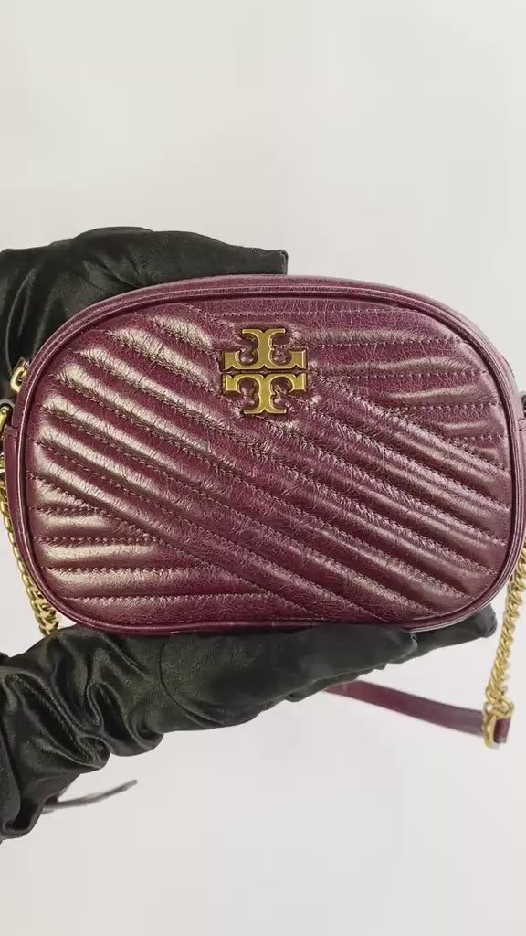 Burgundy Kira Chevron Small Camera Bag