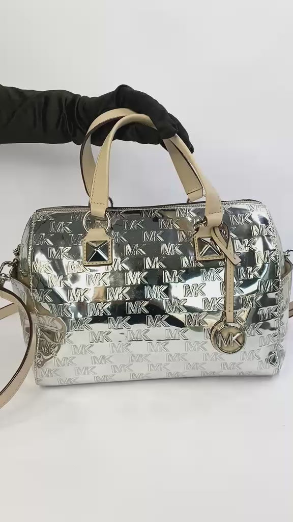Grayson Medium Mirror Metallic Satchel Bag