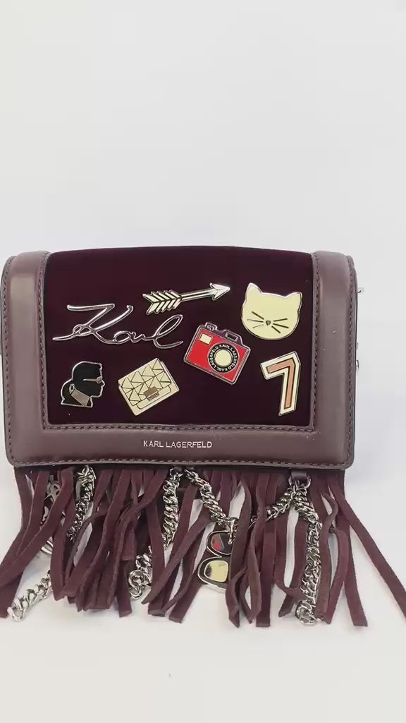 Burgundy K/Klassik Pins Fringe Crossbody Bag