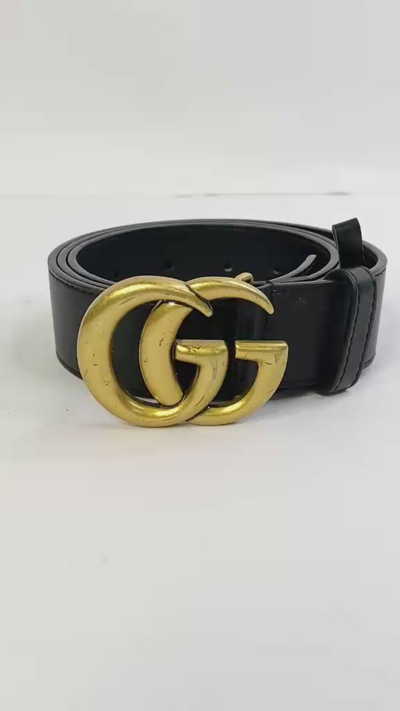Women's Black GG Marmont Belt Size 85 Cm