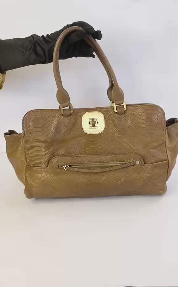 Gatsby Python-Embossed Leather Satchel