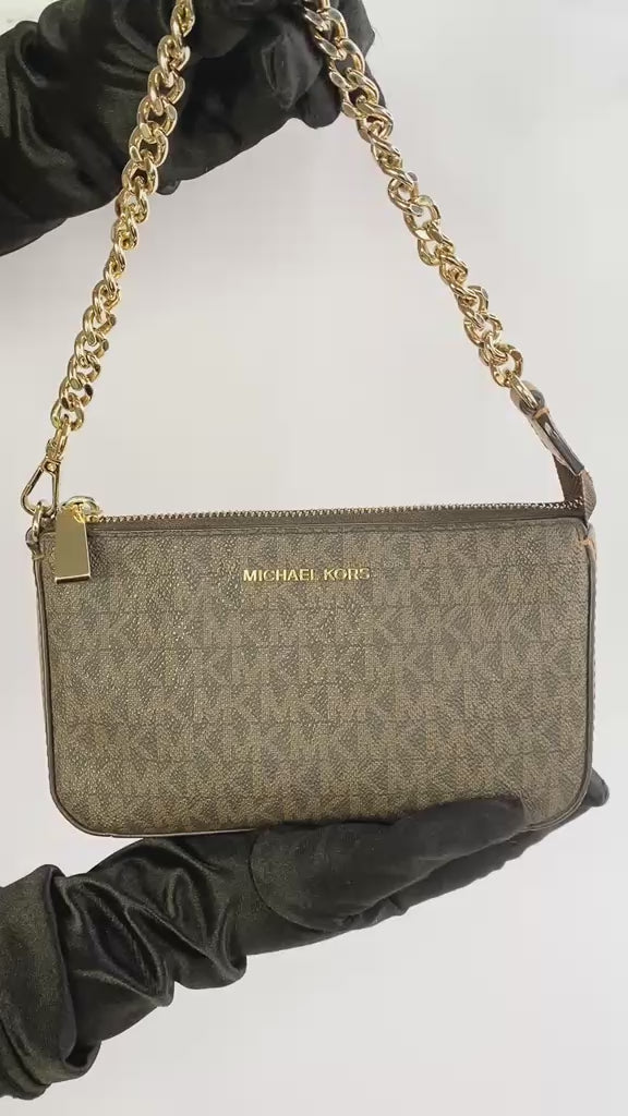 Brown Jet Set Small Chain Pochette Bag