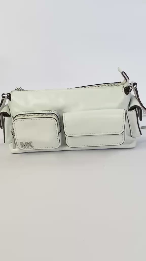 Optic White Dakota Small Leather Pocket Crossbody Bag
