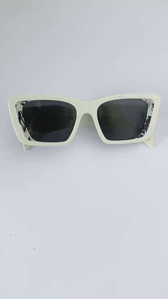 White Marble Textured Symbole Sunglasses