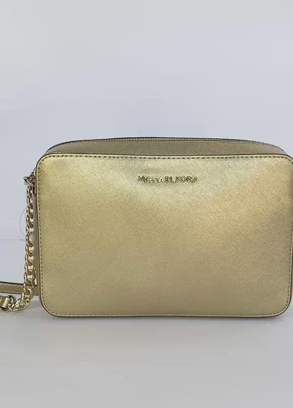 Pale Gold Metallic Jet Set Travel Crossbody Bag