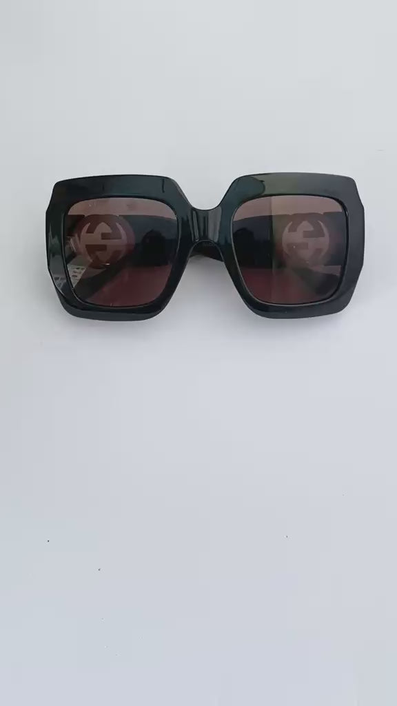 Black Oversized Geometric Sunglasses